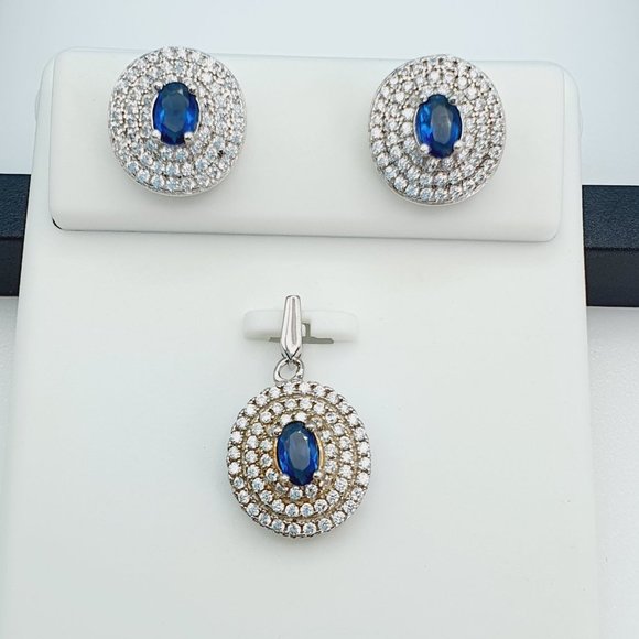 "925 Sterling Silver Cubic Zircon Jewelry Set, UU1P7A7050 - Picture 1 of 10